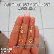 Anting Mas Perak Asli Anting panjang Perak Lapis Mas Kuning 24k Asli Anti Karat Anting Rumbai Emas