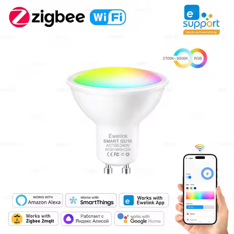 Zigbee GU10 LED Lamp Wifi Smart Spotlight Lampara 5W 110V 220V RGB+C+W Dimmable Light Bulb Work With