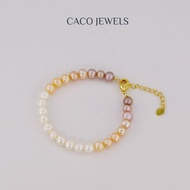 CACO High Lustre Freshwater Multi Colour Pearl Bracelet 18k Gold Plated "Rosewood" (1 Piece)