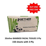 【BUY 1 pack FREE 1 pack】 2Gether BAMBOO FACIAL TISSUES 3 Ply | 150 Sheets x 3 Packs