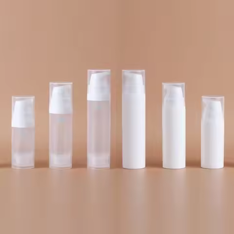 200PCS 5ML-20ML PP Mini Airless Pump Bottle Snap-on Lotion Cosmetic Container Refillable Travel Skin