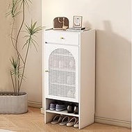 Natural Rattan Shoe Cabinet with Drawers and Door,Shoe Rack Storage Cabinet for Entryway,shoe Storag