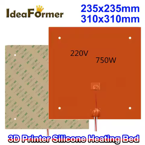 3D Printer Silicone Heating Pad 235x235mm 310x310mm 220V 500/750W Hot Bed For Ender 3 5 CR-10 10S Pr