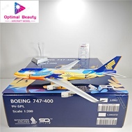 SQ Wings L2002 1: 200 Singapore Airlines B747-400 9V-SPL Seven-Color Bird Painted