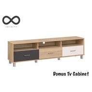 Infinity Domus Tv Cabinet / Tv Console / Solid Wood Leg / Living Room Furniture (Dark Grey + Natural + White)