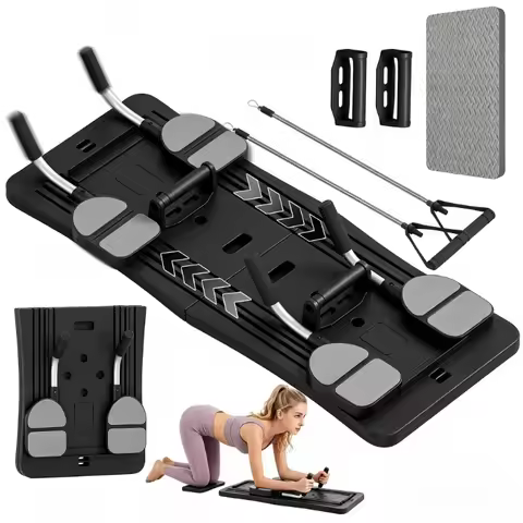 Foldable Multifunctional Home Workout Board, Portable Abdominal Core Trainer with Resistance Bands, 