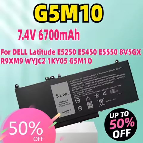 New 7.4V 51Wh G5M10 Laptop Battery For DELL Latitude E5250 E5450 E5550 8V5GX R9XM9 WYJC2 1KY05 G5M1O