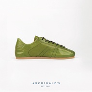 Archibalds REIMAGINED LANES Olive Shade leather bowling flat sneakers รองเท้าผ้าใบ หนังแท้สีเขียว ส่