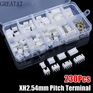 GREATAT 230Pcs 2.54mm Pitch Terminal, Male And Female XH2.54 Pin Connector,  4 Value Housing Kit 2p 