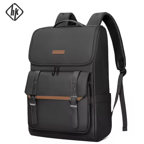 HK Vintage 17.3 inch Laptop Backpack Men Anti-theft Travel Backpack Waterproof Business Computer Bag