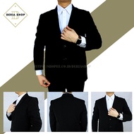 Baju Jas Formal Kantor Pria Dewasa Hitam Polos Jas Cowok Premium Kantoran Laki Casual Murah Blezer S