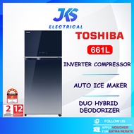 Toshiba 610L/661L Inverter 2 Door Fridge | DUO Hybrid PureBio AG+ Deodorizer | Auto Ice Maker | 5 St