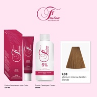 FUSION HAIR COLOR 7.33 MEDIUM INTENSE GOLDEN BLONDE HAIR COLORING SET