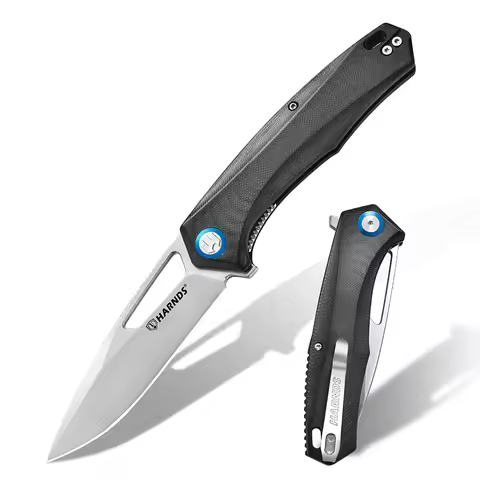 HARNDS Mizar/Alcor Pocket Knife 3.66'' D2 Steel Blade Folding Knife G10 Handle with Pocket Clip Outd