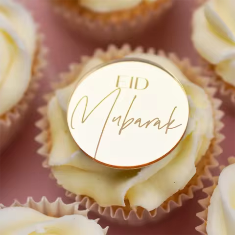 10pcs Eid Cupcake Toppers Gift Tags Eid Mubarak gifts Eid Cake Topper Acrylic Cake Discs Ramadan Eid