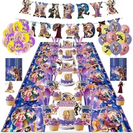 Rapunzel Tangled rolled up Princess Birthday Party Supplies Set Happy Birthday Banner Disposable Pla