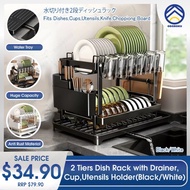 ODOROKU 2 Tier Dish Rack with Drainer Cup Holder Utensils Holder and Water Tray Dish Drying Rack Dis