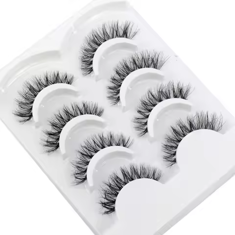 HBZGTLAD 4pairs mink lashes natural long invisible thin band fake lashes transparent terrier soft ey