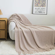 130x230cm New Room Double Color Willow Leaf Wheat Shape Blanket Tassel Towel Blanket Sofa Towel Beds