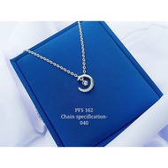 S925 Platinise' Silver "🌙 Pendent Newmoon Necklace Set" (Set Rantai Leher+Loket) 925銀鍍鉑鑲鋯新月鏈墜項鏈組 PFS-162