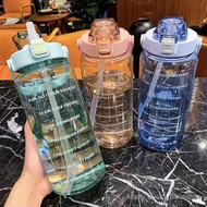 2000ml Reminder water bottle with straw scale big bottle 2Liter gym bottle sport water bottles