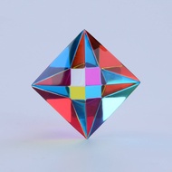 The Aether (50mm) - Cyan, Magenta & Yellow Polyhedron - Subtractive Color Mixing Optical Octahedron 