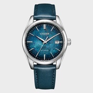 【現貨】日本製造 Citizen Silver Leaf Lacquer dial Mechanical Watch, NB1060-12L 銀箔漆藝面自動腕錶 藍色原裝皮帶  錶盤自動腕錶