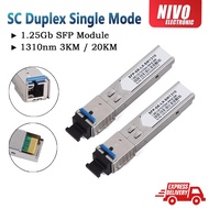 1Pair SFP SC Sigle Mode Duplex 1.25G 1310nm SFP Module Single Mode 3KM/20KM SC DDM