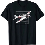 A6M Zero Fighter Series Retro Line Art Print T-Shirt Black Pure Cotton Round Neck Suitable For Both 