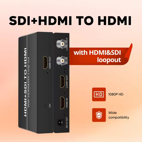 SDI/HDMI to HDMI Converter with HDMI SDI Loop Out, 1080p HD / 3G / SD to HDMI Video Audio Converter 