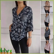 Women's Printed Lapel Long Sleeve Blouse - Daily Wear for Work & Leisure