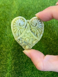 菜花玉 抗癌之石 復古心吊墜 Cauliflower jade anticancer Vintage Heart pendant 1336