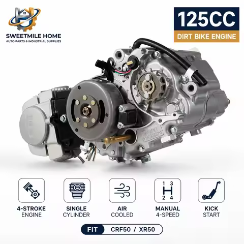 125cc Dirt Bike Engine 4-Stroke Single Cylinder Air Cooled Pit Bike Motor Manual 4-Speed Kick Start 