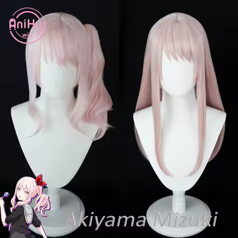 【AniHut】Akiyama Mizuki Pink Cosplay Wig two ver Project SEKAI COLORFUL STAGE! Curly Heat Resistant S