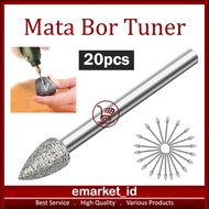 MATA EM Diamond Tuner Drill Bits 20pcs AJ91 Shank Grinding Burr File Carving Grinder Pointer Diamond
