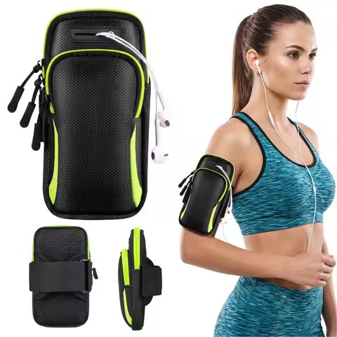 Universal Running Phone Armband Adjustable Strap Headphone Jack Card Slot IPhone Samsung All Smartph