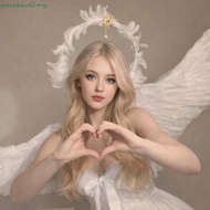 SPICEHIVE​ Feather Glory Crown Headband, Dress Up Props Double Layer Virgin Mary Queen Tiara, Korean