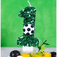Football Motif 0-9 Happy Birthday Number Candle Green Shining High Quality Number Candle Birthday Da