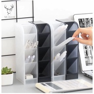 Pen Holder Multi-function 4 Grid Desktop Office School Storage Case Clear White Black Plastic Box De
