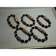 Natural All Kinds Of Dzi Beads String Shape 12MM Black Chalcedony Hand Bead Chain → B557