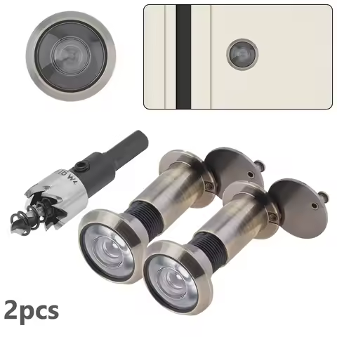 2pcs 16mm/0.63inch 200 Degree Door Viewer Peephole Drill Bit Set Security Peek Peep Holes for 1.57in