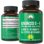 Peak Performance Advanced Vitamin D 5000 IU with All 3 Types of Vitamin K Vitamin D3 and Vitamin K2,