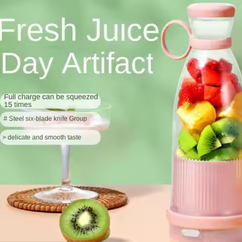 Mini Juice Blender Portable Rechargeable Blender Electric USB Fresh Fruit Juicer 6-Blade Smoothie Ic