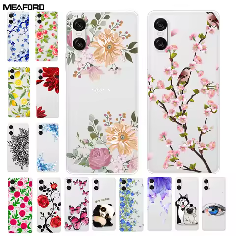 For Sony Xperia 10 VI Cases Xperia 1 VI 1 5 10 V VI Flower Clear TPU Soft Silicone Transparent Back 