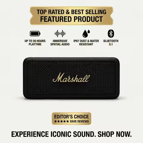 Original MARSHALL EMBERTON Wireless Bluetooth Speaker IPX7 Waterproof Sports Speaker Stereo Bass Sou