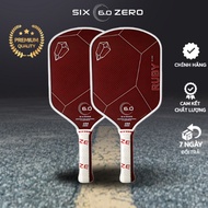 Genuine Six Zero Ruby White And Red Pickleball Racket - With Carbon Power Support
