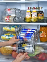 1入組雙層透明寵物多功能可折疊冰箱飲料和餐飲收納盒