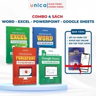 Combo 4 Sách Word - Excel - Powerpoint - Google Sheets Unica Từ Cơ Bản Đến Nâng Cao Có Kèm Khoá Học