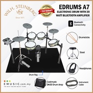 Premium Series Wilh. Steinberg Electronic Drum A7 with Headphones and 30W Bluetooth Amplifier (WST D