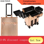 ML.SG Spot Rose gold trolley cosmetic case,profession makeup suitcase on wheels, Nails rolling luggage Toolbox, trolley